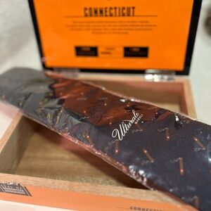 Navy and  Dark Brown Tie with cigar Accents